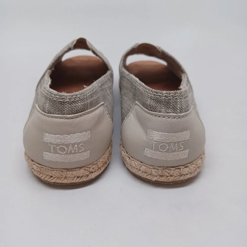 TOMS Womens Linen Grid Open Toe Alpargata Espadrille Slip On Shoes Size 7.5
